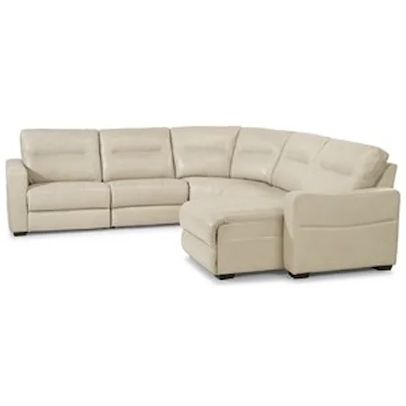 Contemporary 5 Piece Power Reclining Sectional with Power Headrests